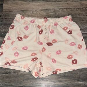 Grayson Threads Pink and Cream Lip Print Sleep Shorts